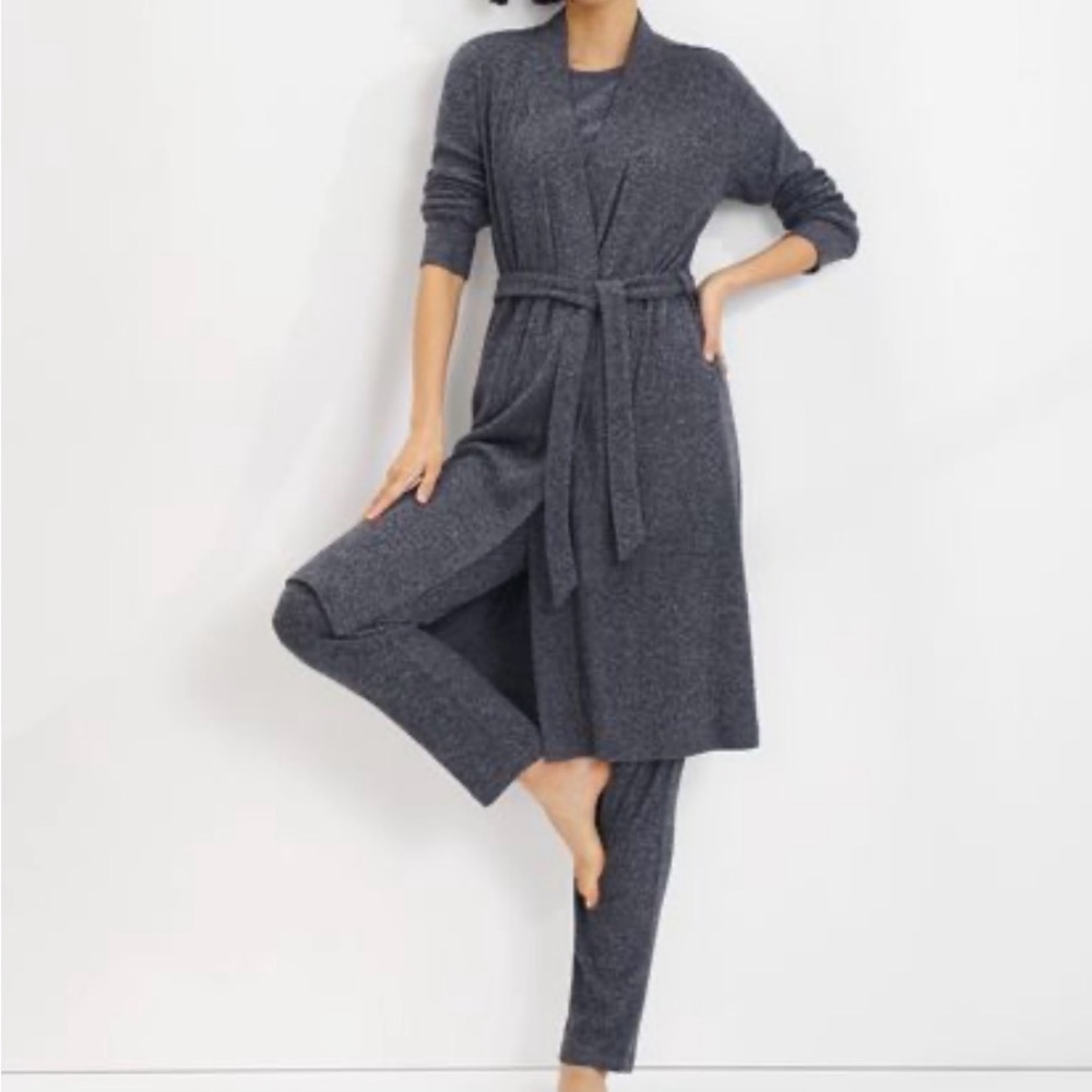 Gray Knit Tank Top and Robe Set